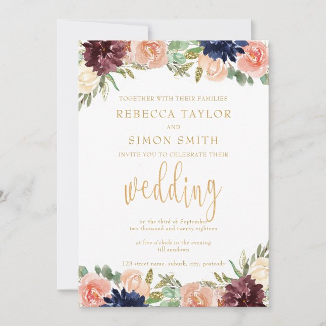 Invitation Mariage de automne de Bourgogne (Devant)