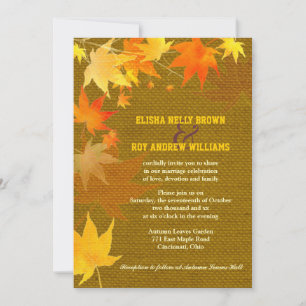 Invitation Mariage de automne de Burlap Rustique Feuille Mapl