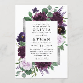 Invitation Mariage de automne de pivoine gris violet gris arg