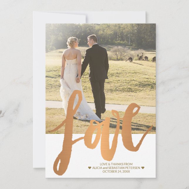 Invitation Mariage de automne double face photo Love Merci (Devant)