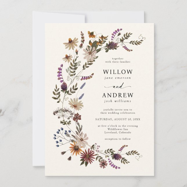 Invitation Mariage de automne fleur sauvage (Devant)