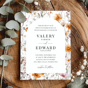 Invitation Mariage de automne floral Boho Elegant Fleurs sauv