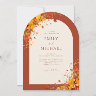 Invitation Mariage de automne floral minimaliste en terre cui