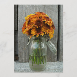 Invitation Mariage de automne Mason Jar Fleurs & Barnwood