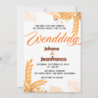 Invitation mariage de automne Orange Script modern