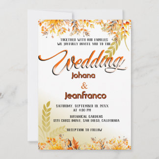 Invitation mariage de automne Orange Script modern