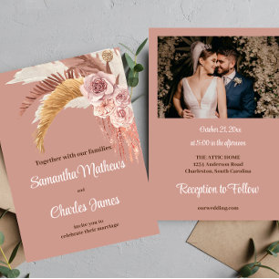 Invitation Mariage de automne photo tropical Boho Floral Terr