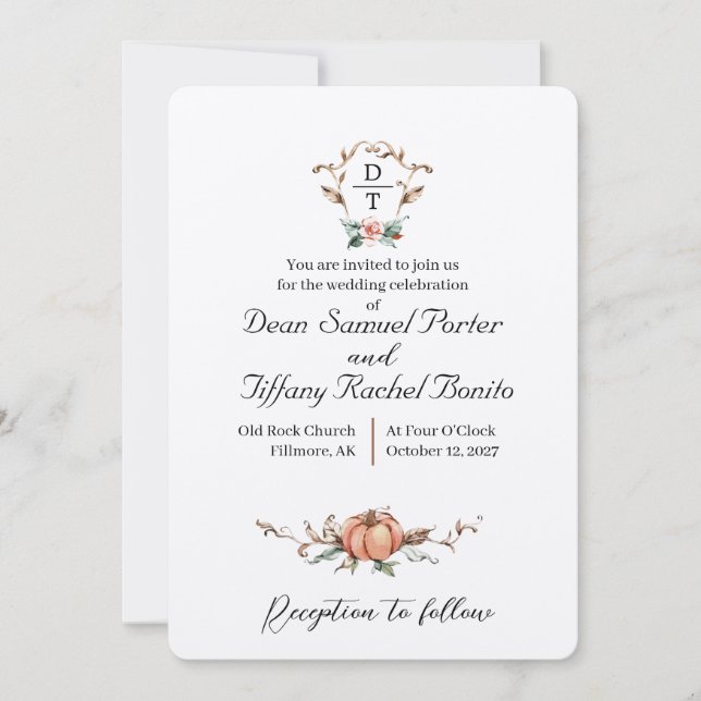 Invitation Mariage de automne romantique (Devant)