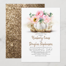 Mariage de automne rose Floral or et blanc Citroui