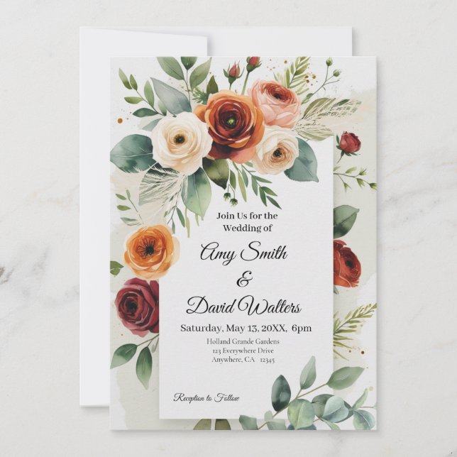 Invitation Mariage de automne rustique (Devant)