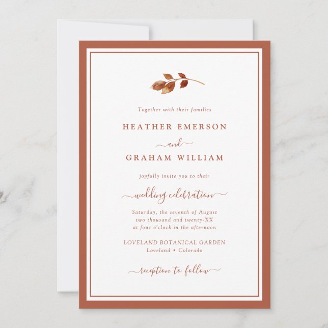 Invitation Mariage de automne simple (Devant)
