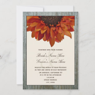 Invitation Mariage de automne - Sunflower & Barnwo