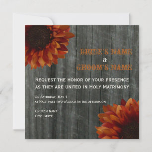 Invitation Mariage de automne Sunflower & Barnwood