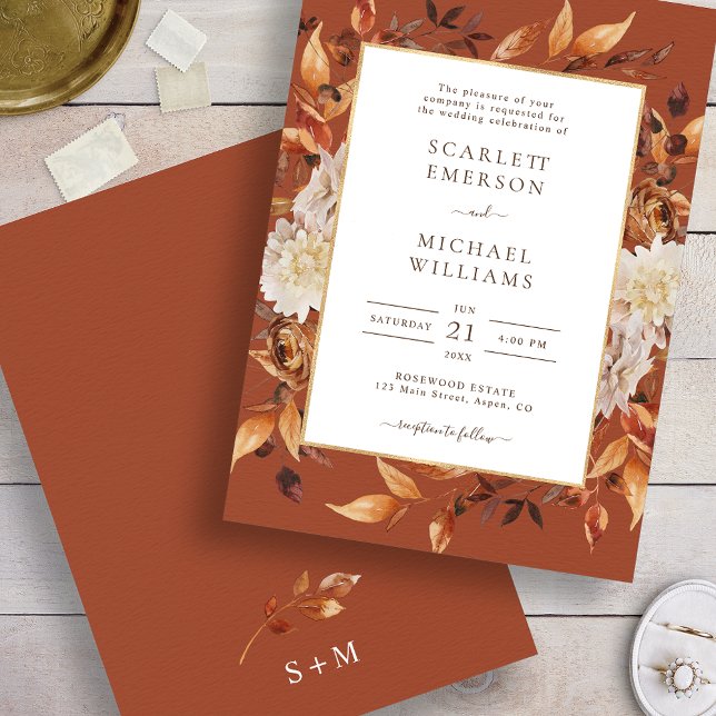 Invitation Mariage de automne Terracotta (Terracotta Fall Wedding Invitation
)