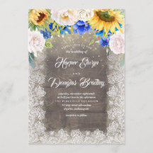Mariage de automne Tournesol blanc et bleu rustiqu
