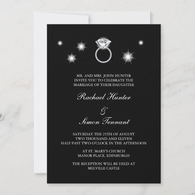 Invitation Mariage de bague diamant (Devant)