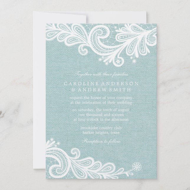 Invitation Mariage de baguette et dentelle (Devant)