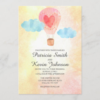 Invitation Mariage de ballon à air chaud Aquarelle
