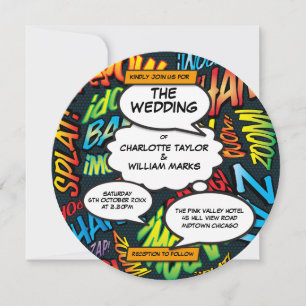 Invitation Mariage de bande dessinée typographique moderne am