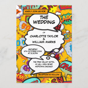 Invitation Mariage de bandes dessinées typographiques moderne