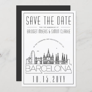 Invitation Mariage de Barcelone stylisé Skyline Enregistrer l
