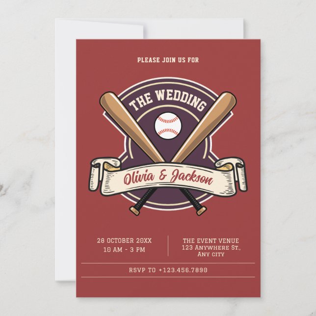 Invitation mariage de base-ball rétro vintage (Devant)