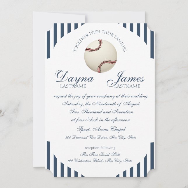 Invitation Mariage de baseball Park Stripes (Devant)