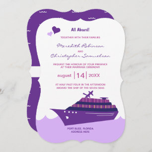 Invitation Mariage de bateau de croisière pourpre