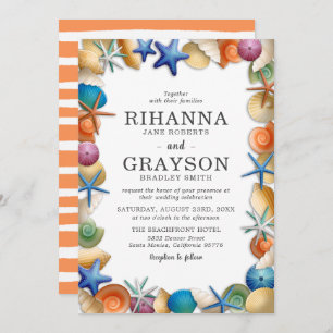 Invitation Mariage de Beach Seashell coloré