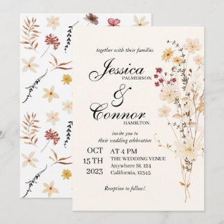Invitation Mariage de boho Fleur sauvage coloré