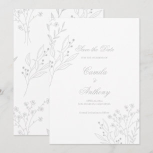 Invitation Mariage de Boho Floral Corner Argent
