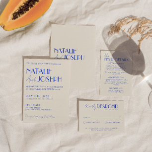 Invitation Mariage de Boho moderne bleu Whimsical français ré