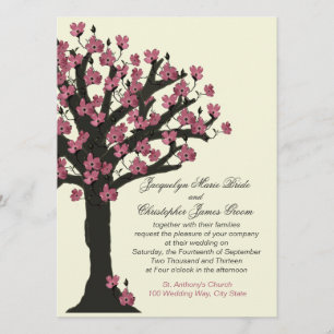 Invitation Mariage de bois de chien rose
