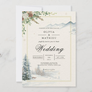 Invitation Mariage de bois d'hiver de pin givré