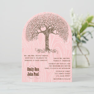 Invitation Mariage de bois rose Inséparable Brown Arbre
