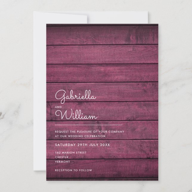 Invitation Mariage de bois roumain de Bourgogne (Devant)