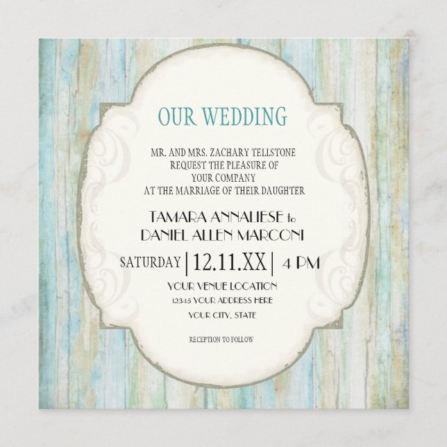 Invitation Mariage de bord de mer de Driftwood Ocean Beach (Devant)