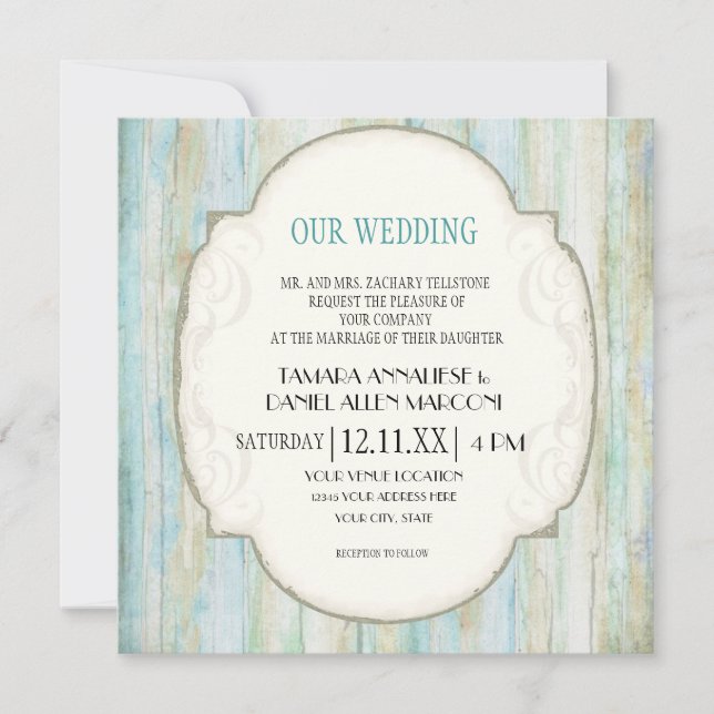 Invitation Mariage de bord de mer de Driftwood Ocean Beach (Devant)