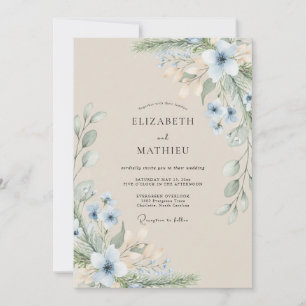 Invitation Mariage de bord de mer éthéré beige