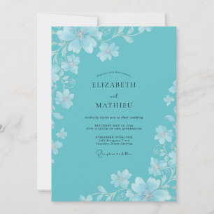 Invitation Mariage de bord de mer turquoise et dynamique