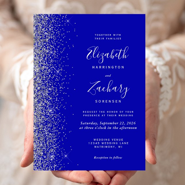 Invitation Mariage de bord de Parties scintillant Royal Blue  (Créateur téléchargé)