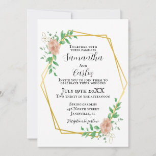 Invitation Mariage de bordure floral rose pâle