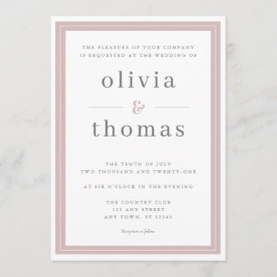 Invitation Mariage de bordure rose simple et élégant