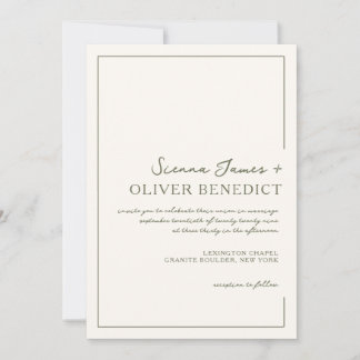 Invitation Mariage de bordure vert minimaliste moderne