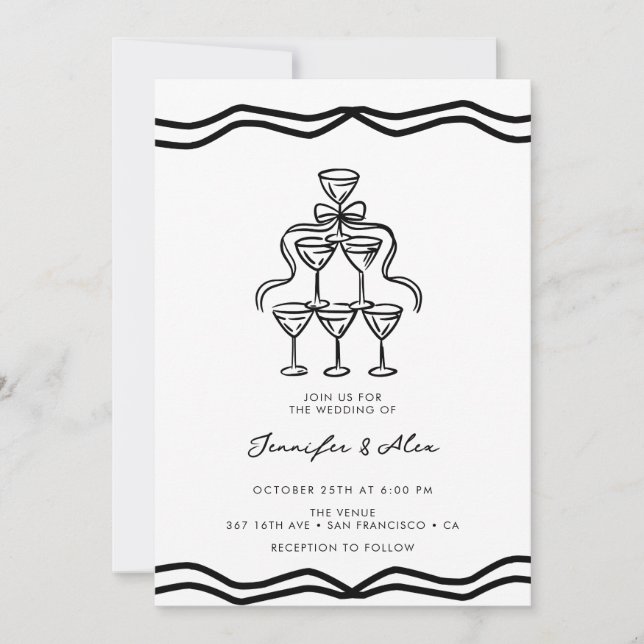 Invitation Mariage de boue de champagne Whimsical (Devant)