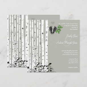 Invitation Mariage de bouleau à nuages d'argent Vintage Birch