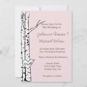 Invitation Mariage de bouleaux rose pâle