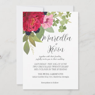Invitation Mariage de bouquet de jardin floral clair et color