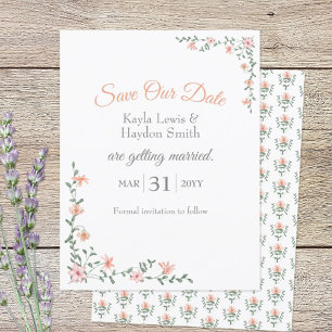 Invitation Mariage de bouquet de pêche Enregistrer la date