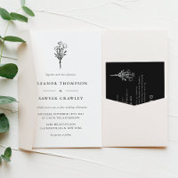 Mariage de bouquet floral minimaliste moderne noir